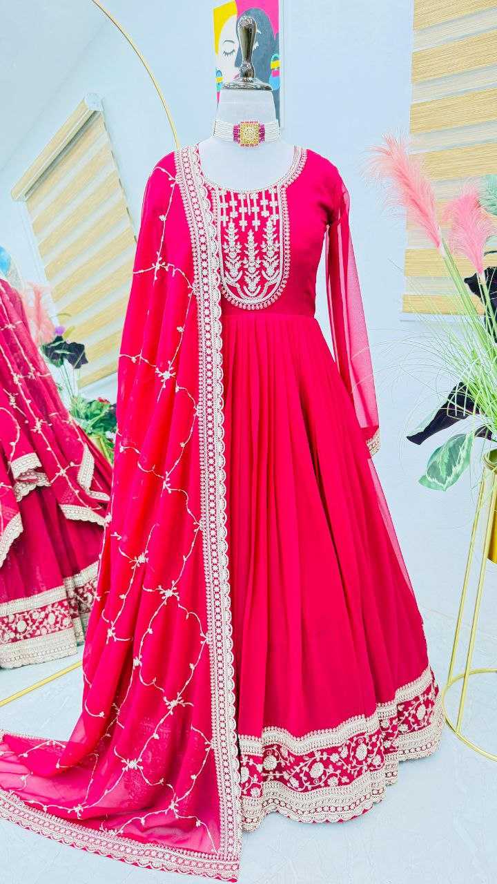 Ynf Faux Georgette KESH158 5048 Gowns Wedding Collections Festive Collections Wholesale Embroidery Gowns Georgette Gown Gown With Dupatta Manufacturer