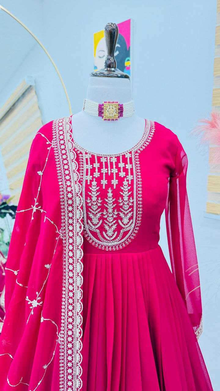 Ynf Faux Georgette KESH158 5048 Gowns Wedding Collections Festive Collections Wholesale Embroidery Gowns Georgette Gown Gown With Dupatta Manufacturer