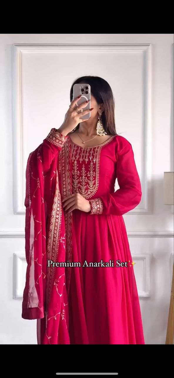 Ynf Faux Georgette KESH158 5048 Gowns Wedding Collections Festive Collections Wholesale Embroidery Gowns Georgette Gown Gown With Dupatta Manufacturer