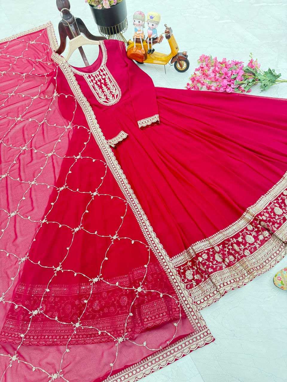 Ynf Faux Georgette KESH158 5048 Gowns Wedding Collections Festive Collections Wholesale Embroidery Gowns Georgette Gown Gown With Dupatta Manufacturer