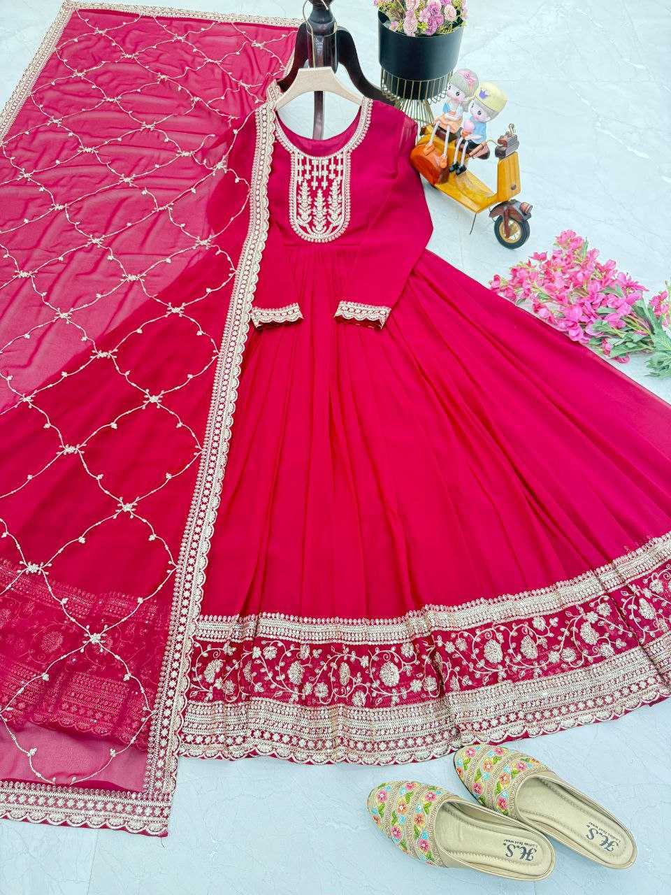 Ynf Faux Georgette KESH158 5048 Gowns Wedding Collections Festive Collections Wholesale Embroidery Gowns Georgette Gown Gown With Dupatta Manufacturer
