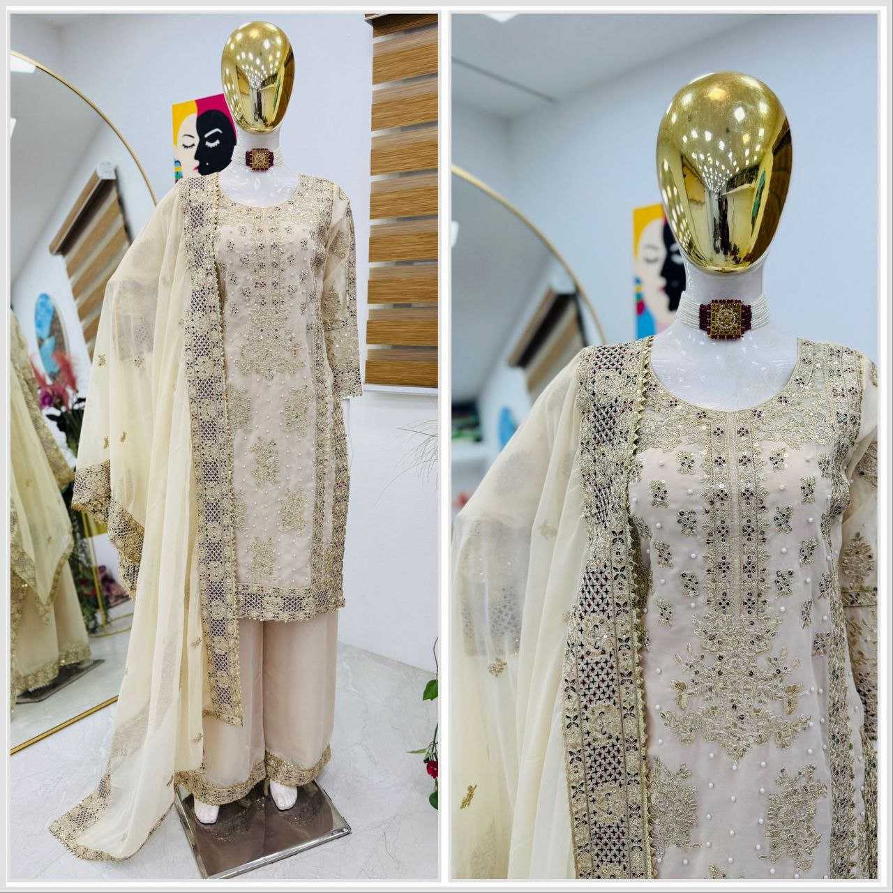 Ynf Faux Georgette KESH158 5050 Suits & Dresses Wedding Collections Festive Collections Wholesale Sharara Salwar Suits Georgette Suit Wedding Outfits Manufacturer