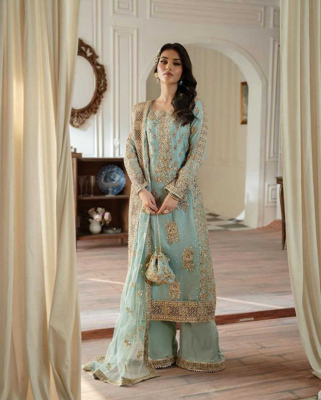 Ynf Faux Georgette KESH158 5050 Suits & Dresses Wedding Collections Festive Collections Wholesale Sharara Salwar Suits Georgette Suit Wedding Outfits Manufacturer