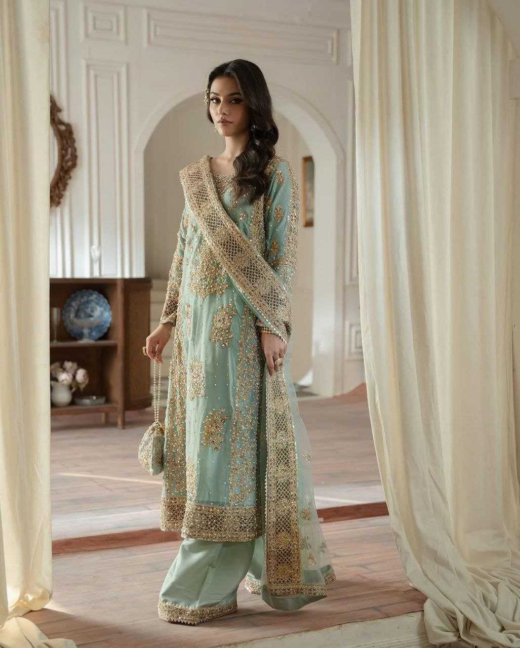 Ynf Faux Georgette KESH158 5050 Suits & Dresses Wedding Collections Festive Collections Wholesale Sharara Salwar Suits Georgette Suit Wedding Outfits Manufacturer