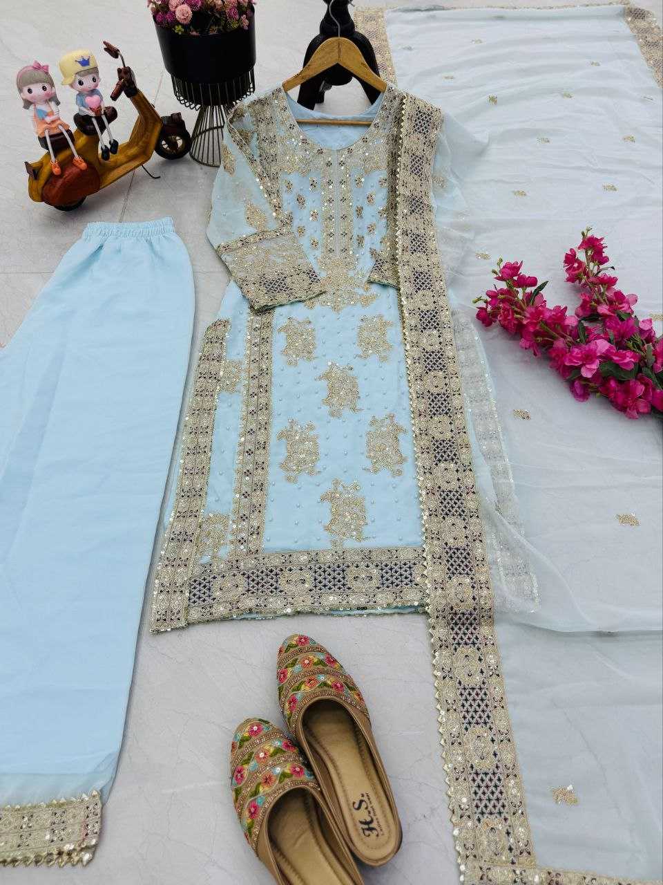 Ynf Faux Georgette KESH158 5050 Suits & Dresses Wedding Collections Festive Collections Wholesale Sharara Salwar Suits Georgette Suit Wedding Outfits Manufacturer