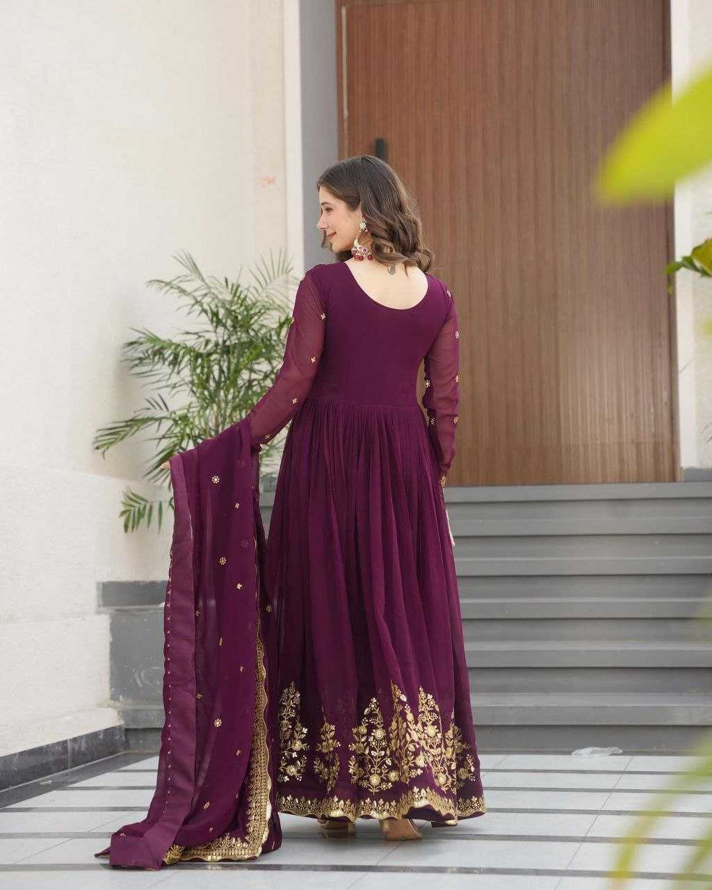 Ynf Faux Georgette KESH158 5051 Gowns Wedding Collections Festive Collections Wholesale Embroidery Gowns Georgette Gown Gown With Dupatta Manufacturer