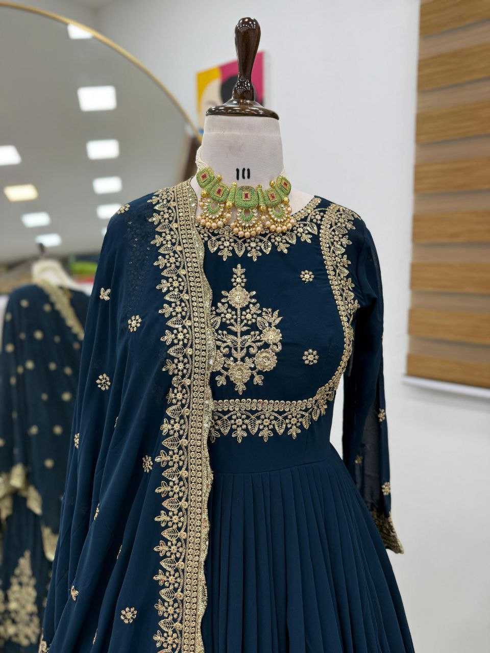 Ynf Faux Georgette KESH158 5051 Gowns Wedding Collections Festive Collections Wholesale Embroidery Gowns Georgette Gown Gown With Dupatta Manufacturer