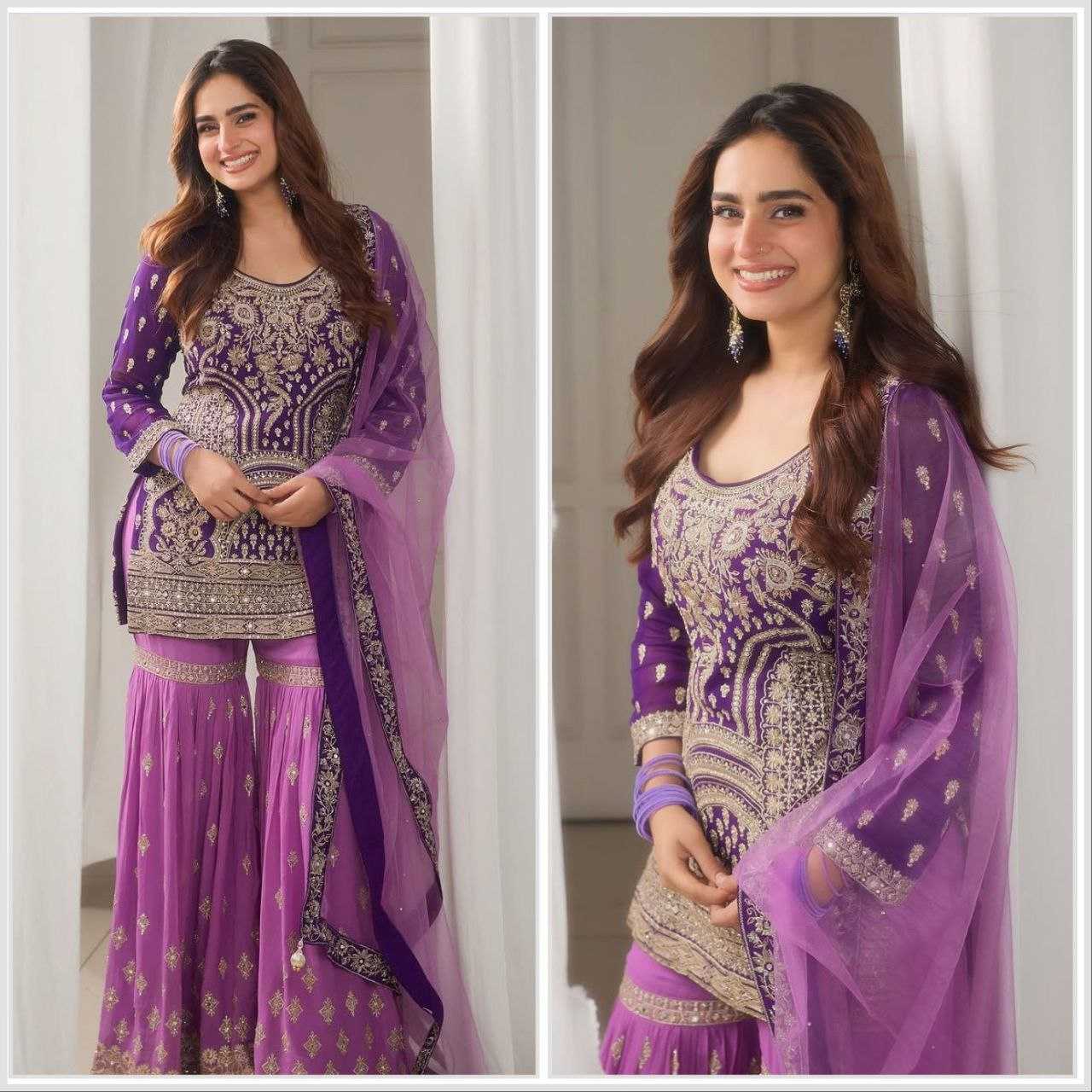 Ynf Faux Georgette KESH158 5052 Suits & Dresses Wedding Collections Bollywood Collections Wholesale Embroidery Suits Palazzo Suit Georgette Suit Manufacturer