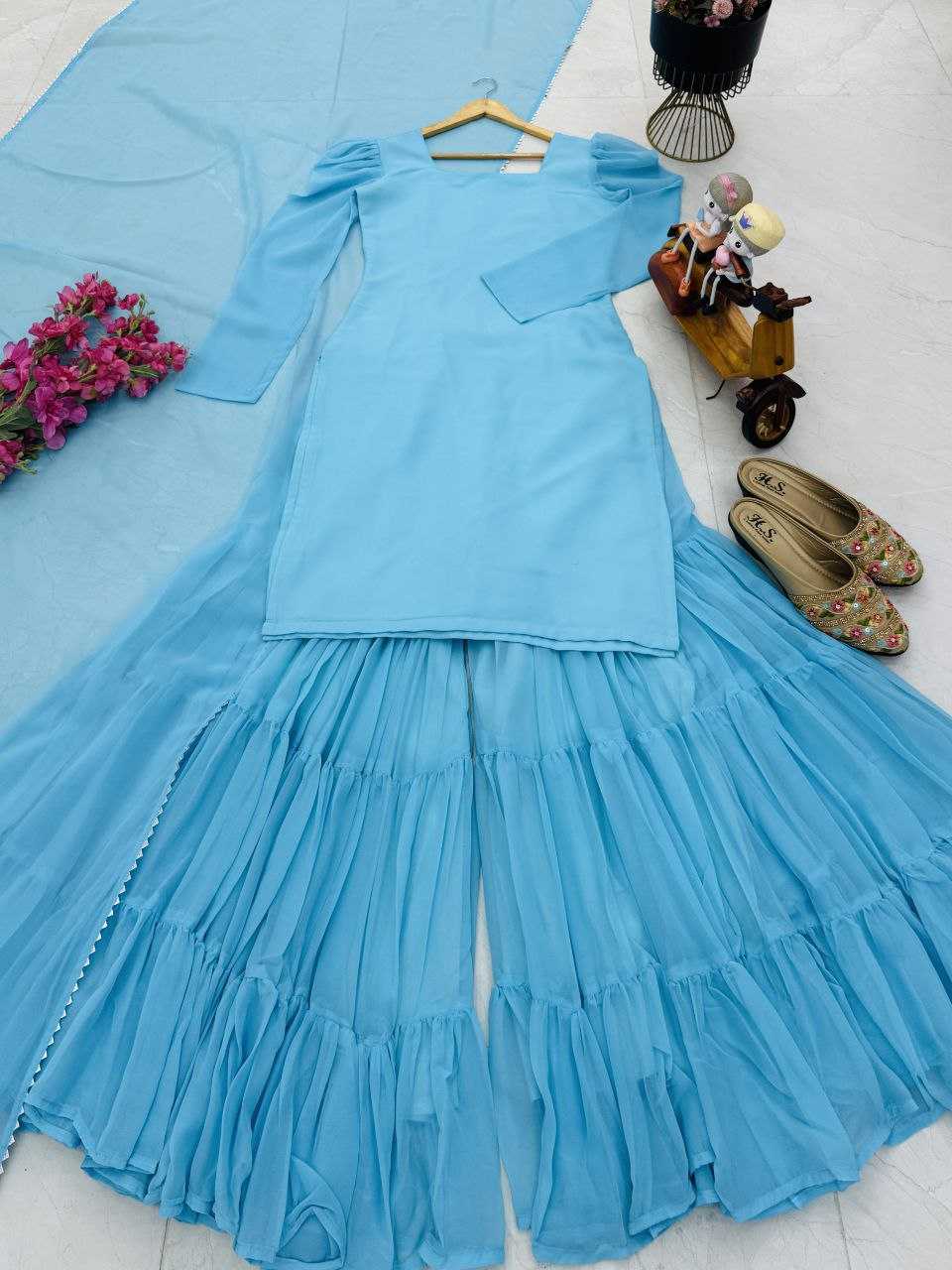 Ynf Faux Georgette KESH158 5053 Suits & Dresses Wedding Collections Festive Collections Wholesale Palazzo Suit Georgette Suit Party wear suits Manufacturer