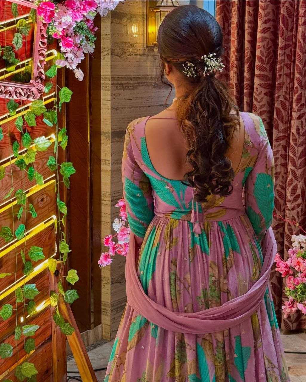 Ynf Faux Georgette KESH158 5054 Gowns Wedding Collections Festive Collections Wholesale Embroidery Gowns Georgette Gown Gown With Dupatta Manufacturer