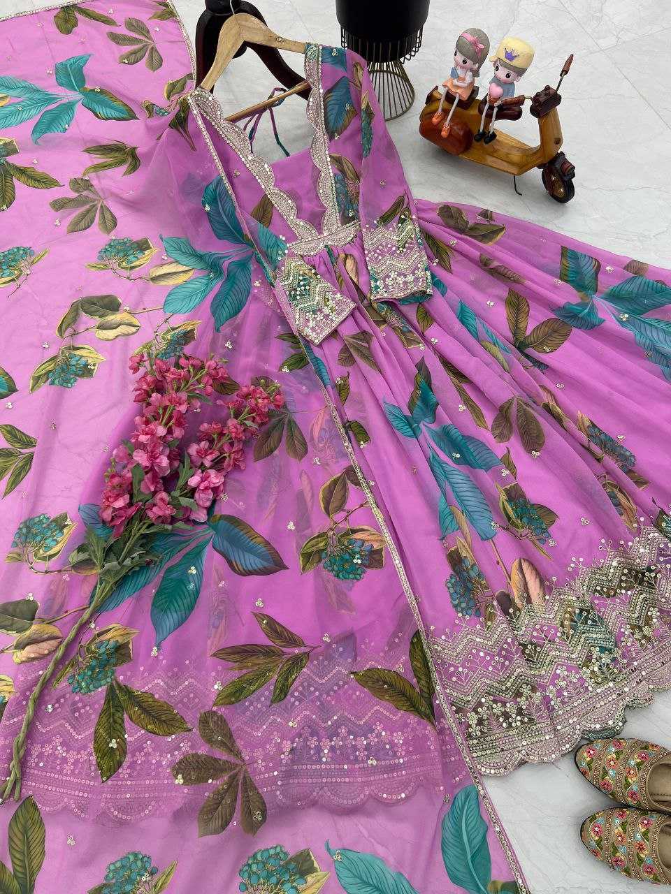 Ynf Faux Georgette KESH158 5054 Gowns Wedding Collections Festive Collections Wholesale Embroidery Gowns Georgette Gown Gown With Dupatta Manufacturer