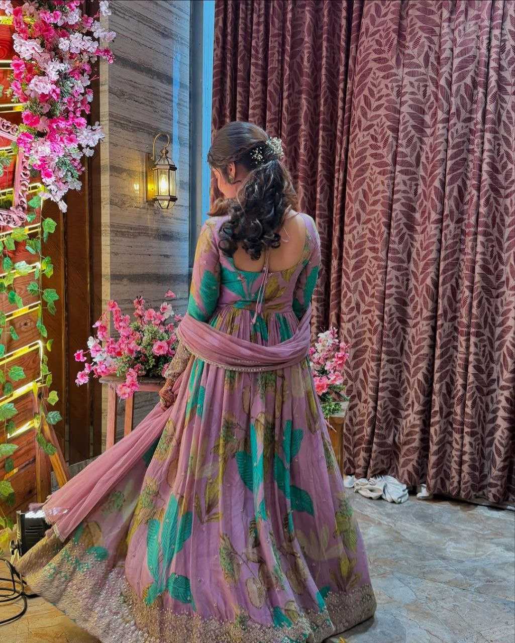 Ynf Faux Georgette KESH158 5054 Gowns Wedding Collections Festive Collections Wholesale Embroidery Gowns Georgette Gown Gown With Dupatta Manufacturer
