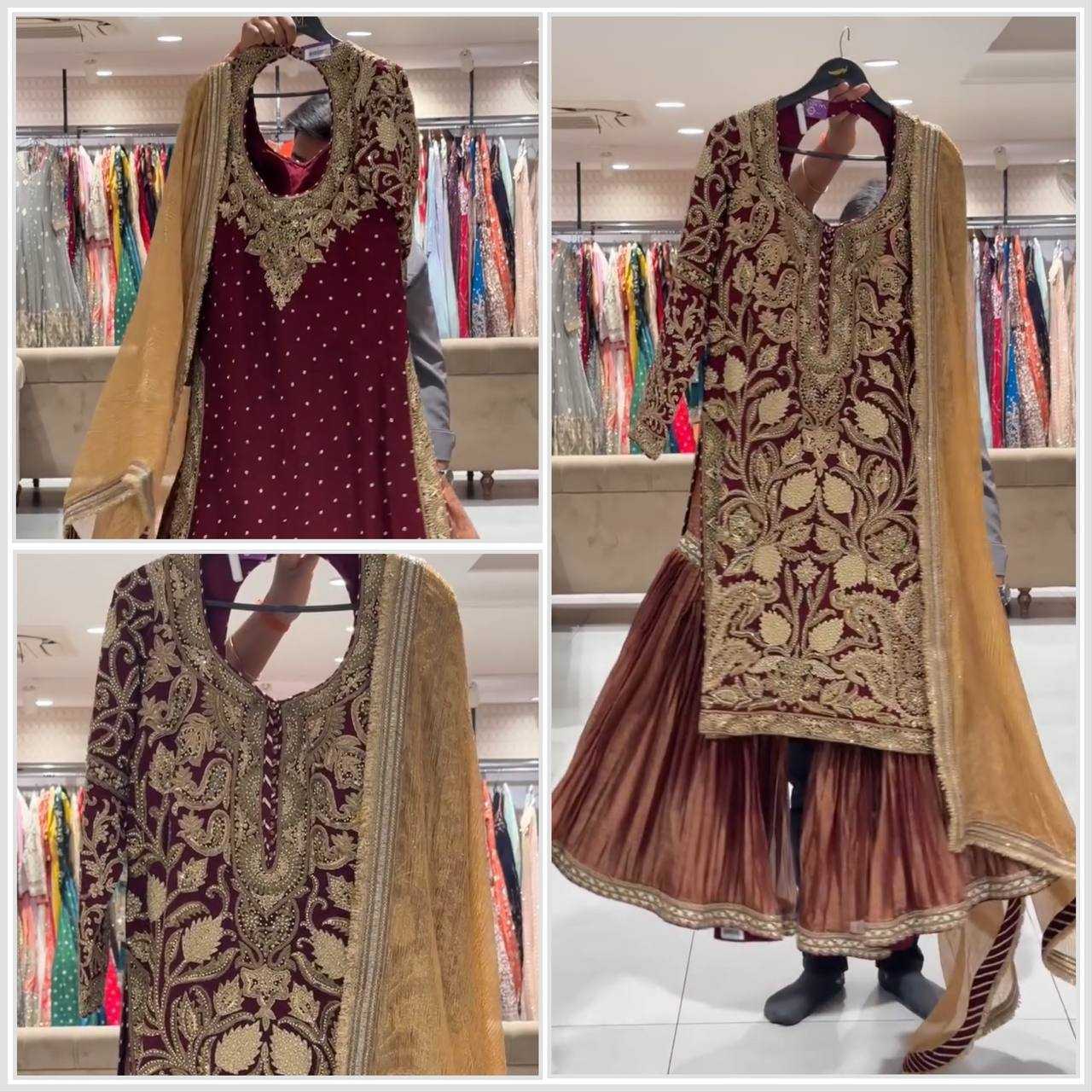 Ynf Faux Georgette KESH158 9009 Suits & Dresses Wedding Collections Festive Collections Wholesale Palazzo Suit Georgette Suit Wedding Outfits Manufacturer