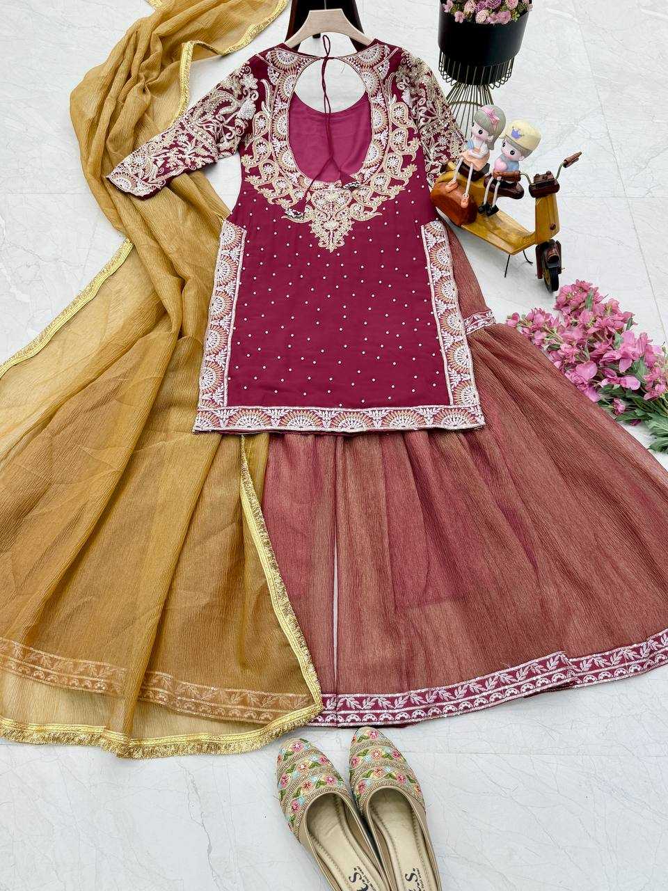 Ynf Faux Georgette KESH158 9009 Suits & Dresses Wedding Collections Festive Collections Wholesale Palazzo Suit Georgette Suit Wedding Outfits Manufacturer