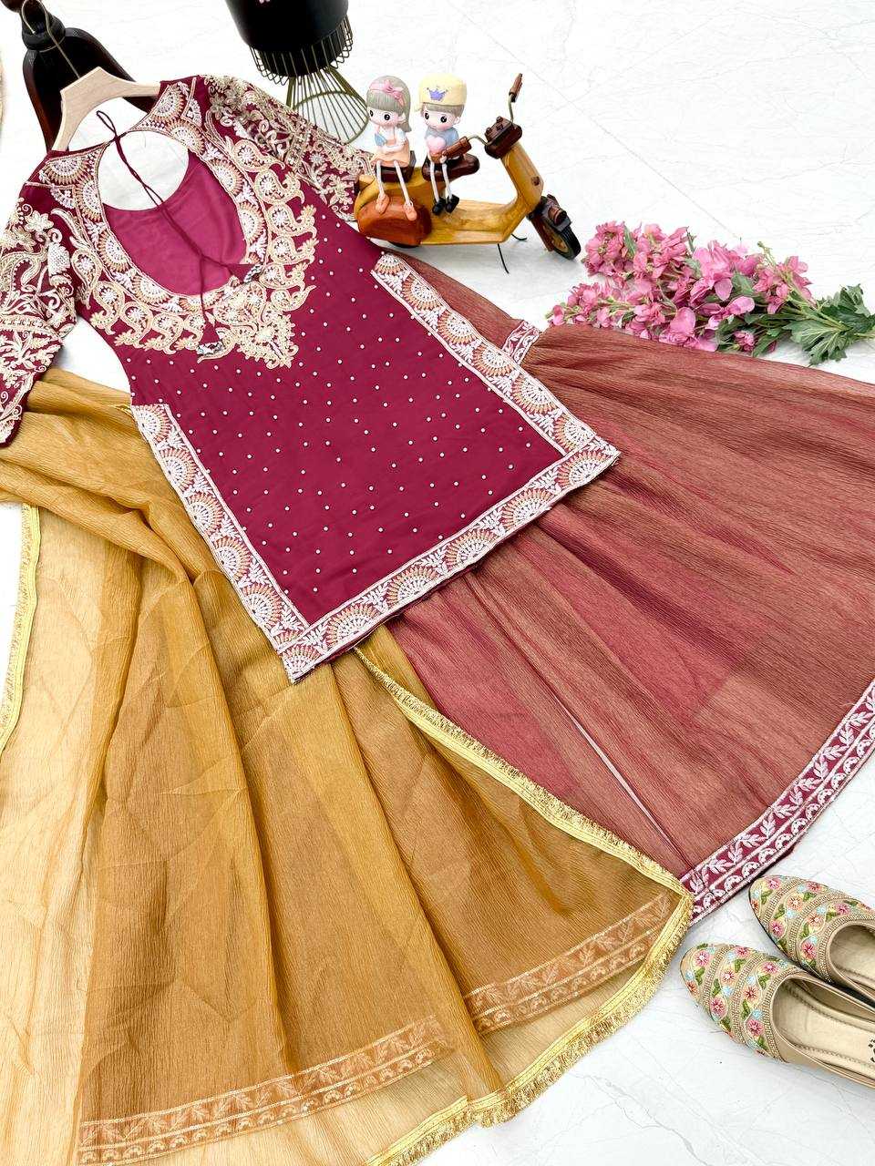 Ynf Faux Georgette KESH158 9009 Suits & Dresses Wedding Collections Festive Collections Wholesale Palazzo Suit Georgette Suit Wedding Outfits Manufacturer