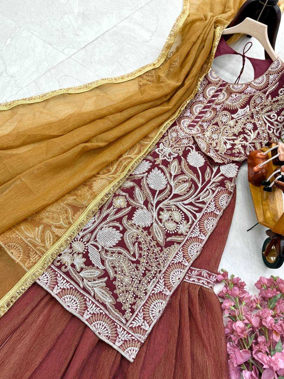 Ynf Faux Georgette KESH158 9009 Suits & Dresses Wedding Collections Festive Collections Wholesale Palazzo Suit Georgette Suit Wedding Outfits Manufacturer