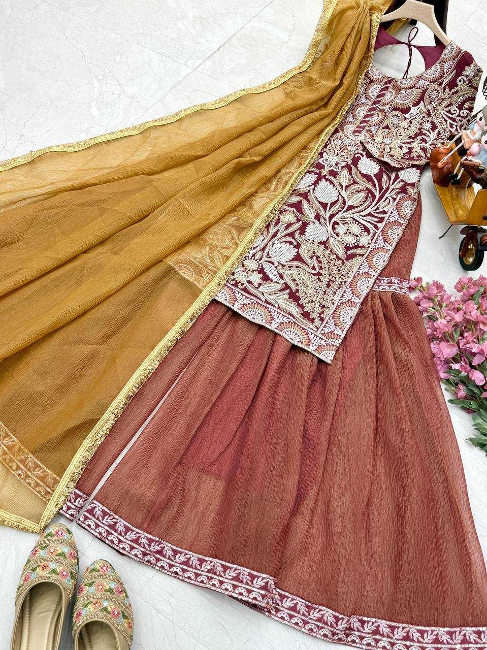 Ynf Faux Georgette KESH158 9009 Suits & Dresses Wedding Collections Festive Collections Wholesale Palazzo Suit Georgette Suit Wedding Outfits Manufacturer