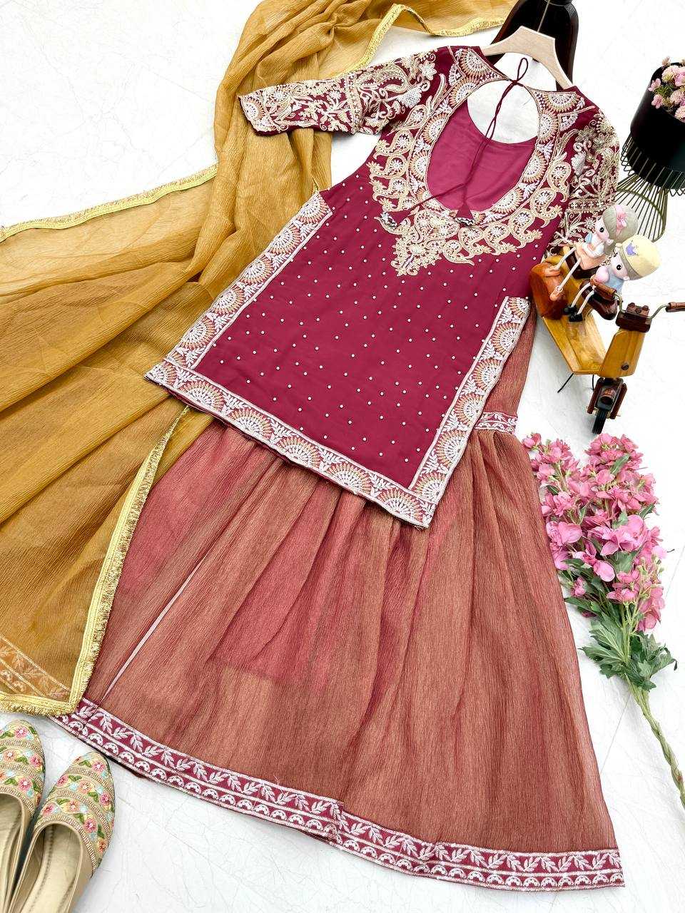Ynf Faux Georgette KESH158 9009 Suits & Dresses Wedding Collections Festive Collections Wholesale Palazzo Suit Georgette Suit Wedding Outfits Manufacturer