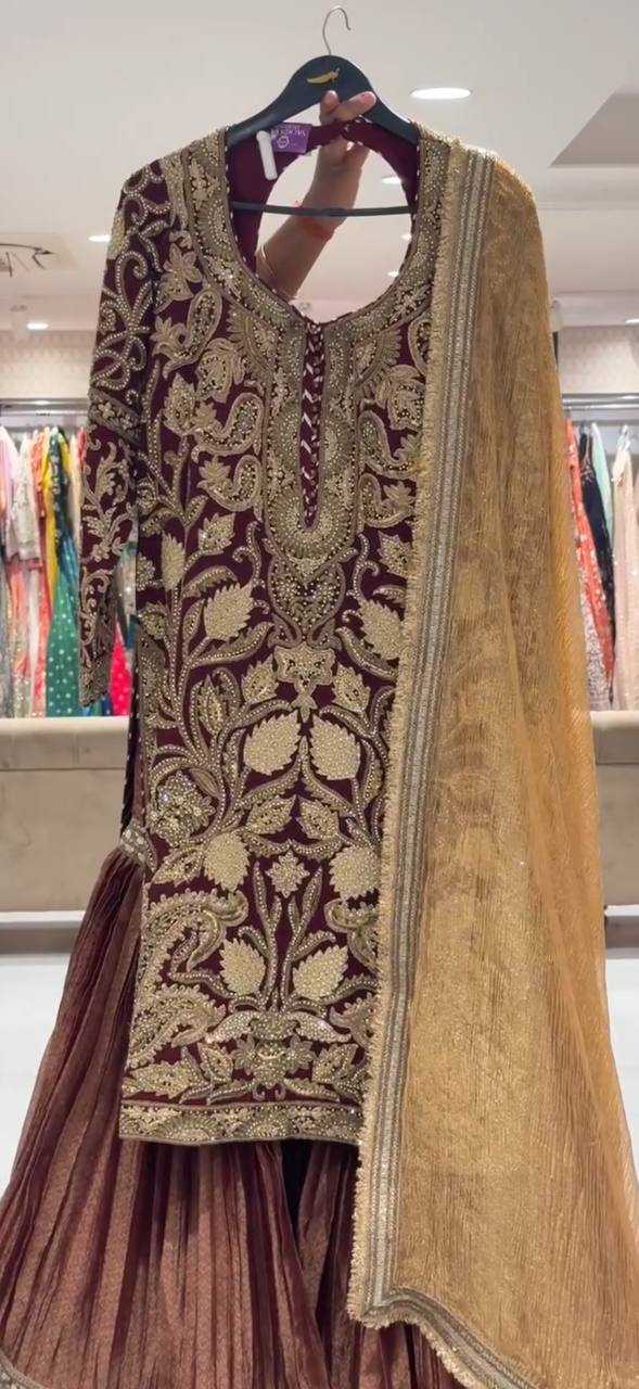 Ynf Faux Georgette KESH158 9009 Suits & Dresses Wedding Collections Festive Collections Wholesale Palazzo Suit Georgette Suit Wedding Outfits Manufacturer