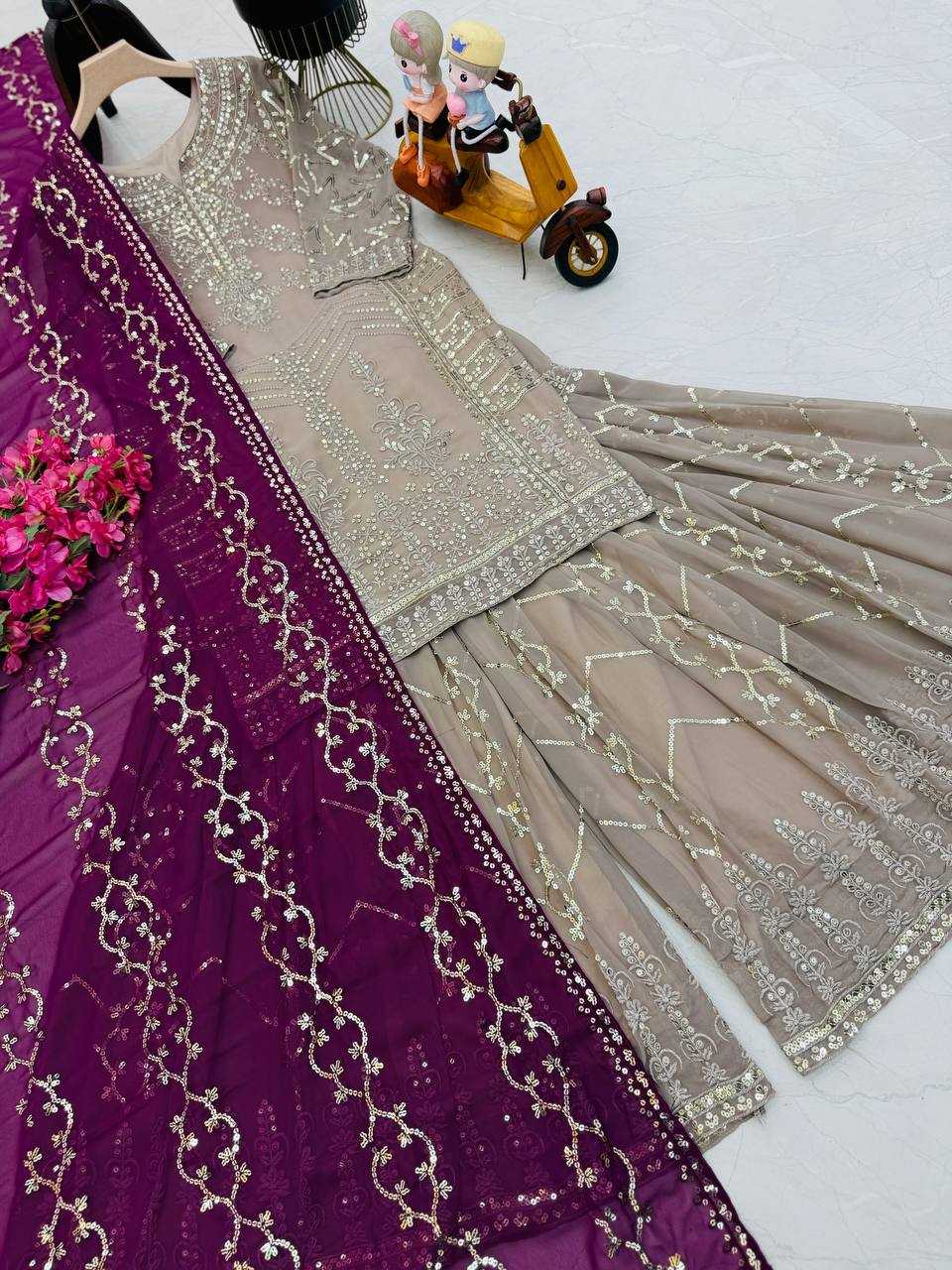 Ynf Faux Georgette KESH158 9010 Suits & Dresses Wedding Collections Festive Collections Wholesale Sharara Salwar Suits Georgette Suit Wedding Outfits Manufacturer