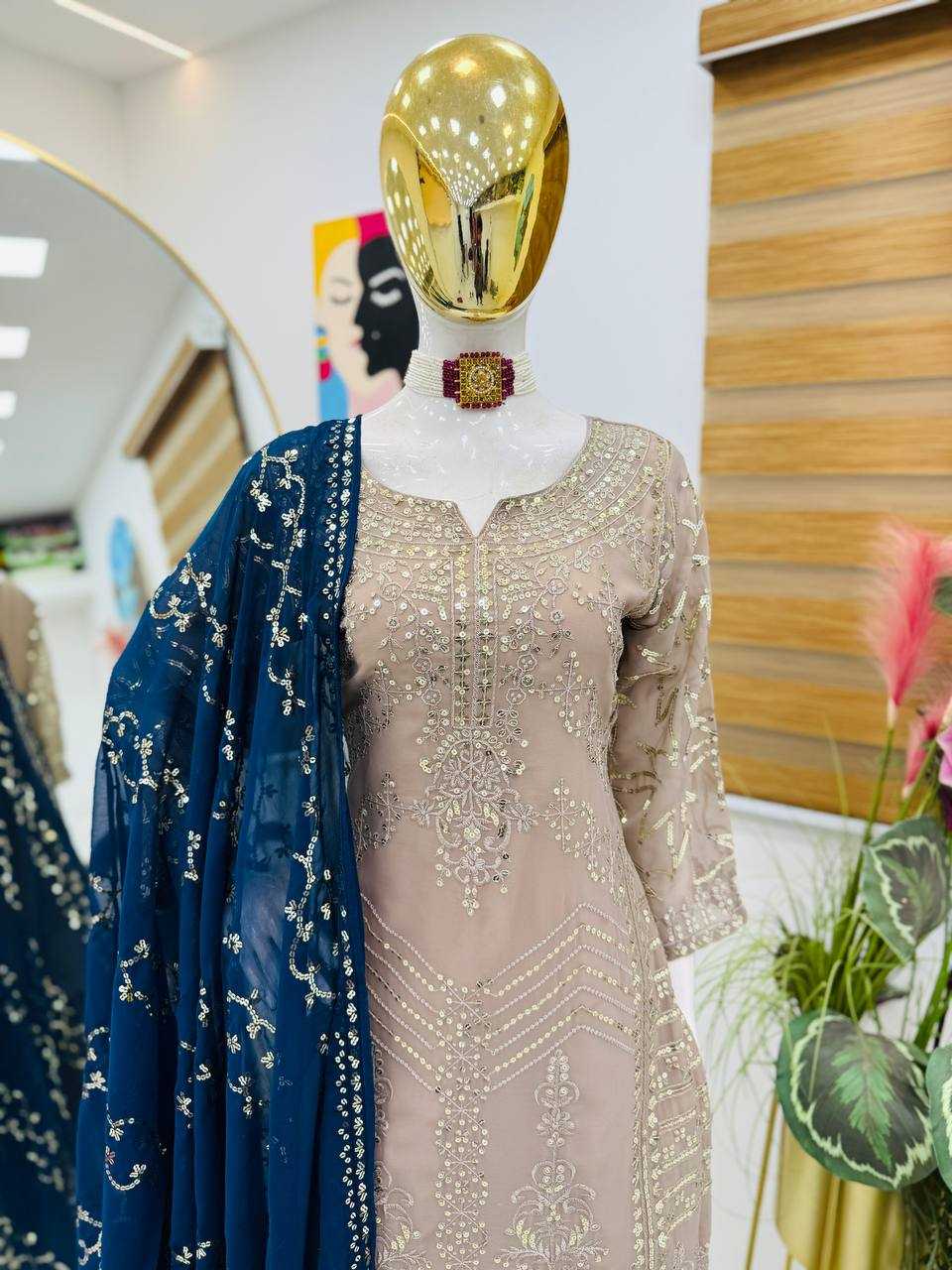 Ynf Faux Georgette KESH158 9010 Suits & Dresses Wedding Collections Festive Collections Wholesale Sharara Salwar Suits Georgette Suit Wedding Outfits Manufacturer