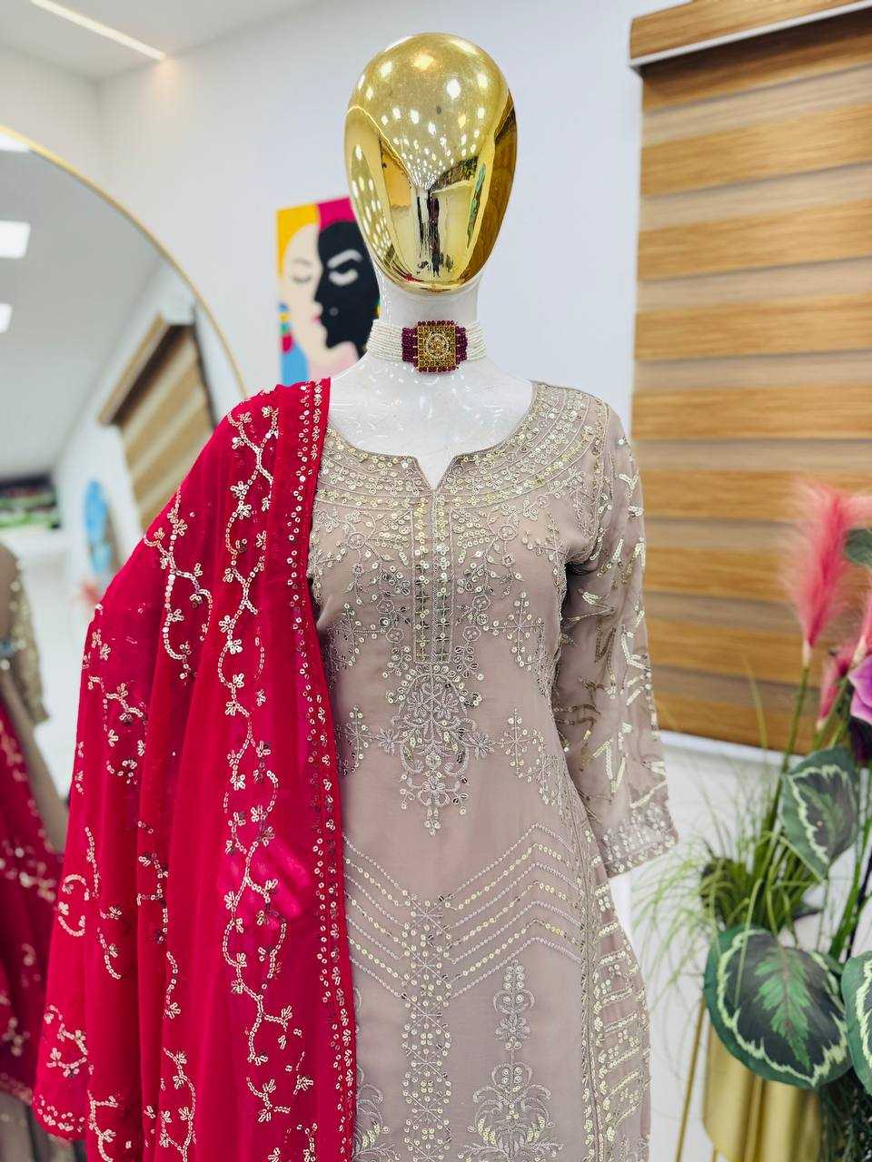 Ynf Faux Georgette KESH158 9010 Suits & Dresses Wedding Collections Festive Collections Wholesale Sharara Salwar Suits Georgette Suit Wedding Outfits Manufacturer