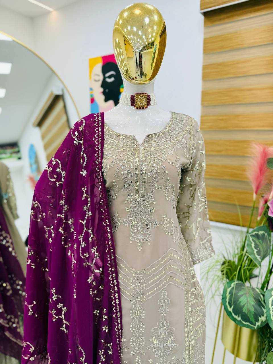 Ynf Faux Georgette KESH158 9010 Suits & Dresses Wedding Collections Festive Collections Wholesale Sharara Salwar Suits Georgette Suit Wedding Outfits Manufacturer