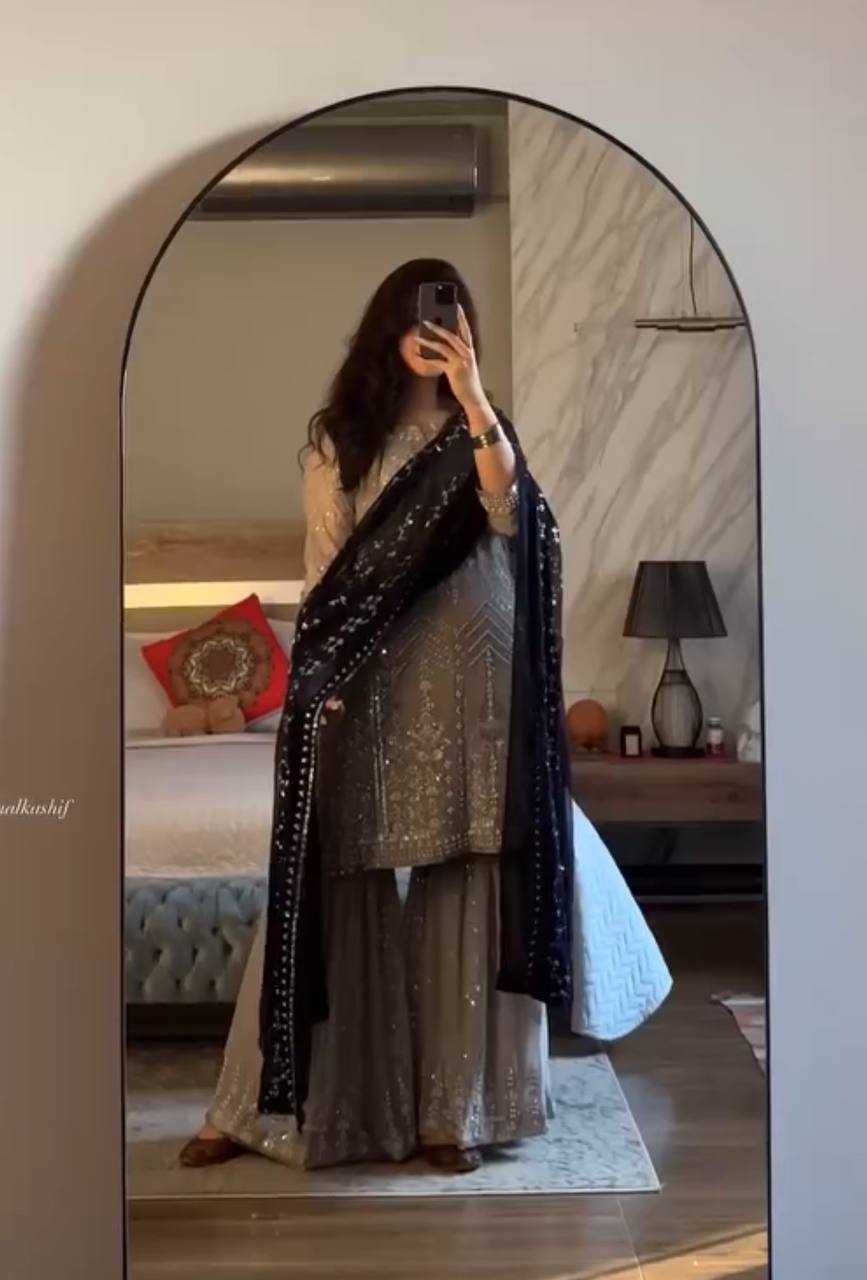 Ynf Faux Georgette KESH158 9010 Suits & Dresses Wedding Collections Festive Collections Wholesale Sharara Salwar Suits Georgette Suit Wedding Outfits Manufacturer