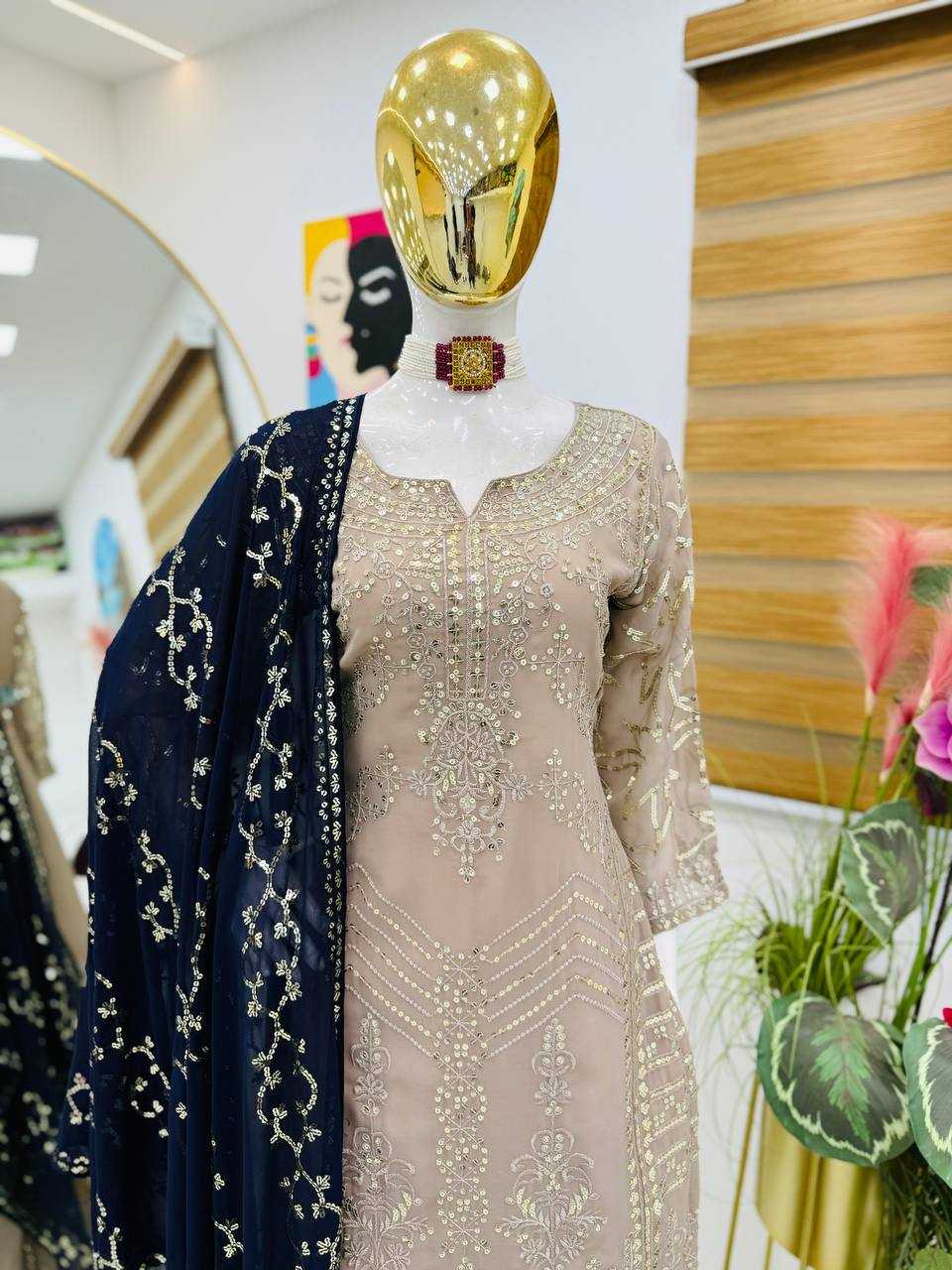 Ynf Faux Georgette KESH158 9010 Suits & Dresses Wedding Collections Festive Collections Wholesale Sharara Salwar Suits Georgette Suit Wedding Outfits Manufacturer