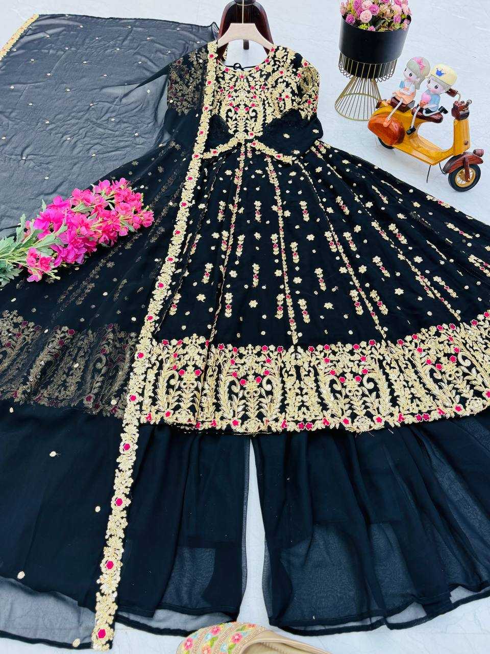 Ynf Faux Georgette KESH158 9013 Suits & Dresses Wedding Collections Festive Collections Wholesale Palazzo Suit Georgette Suit Wedding Outfits Manufacturer