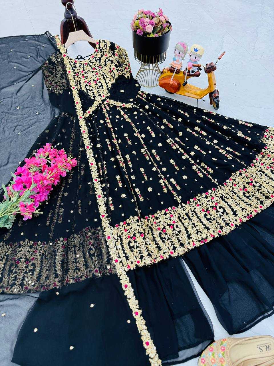Ynf Faux Georgette KESH158 9013 Suits & Dresses Wedding Collections Festive Collections Wholesale Palazzo Suit Georgette Suit Wedding Outfits Manufacturer
