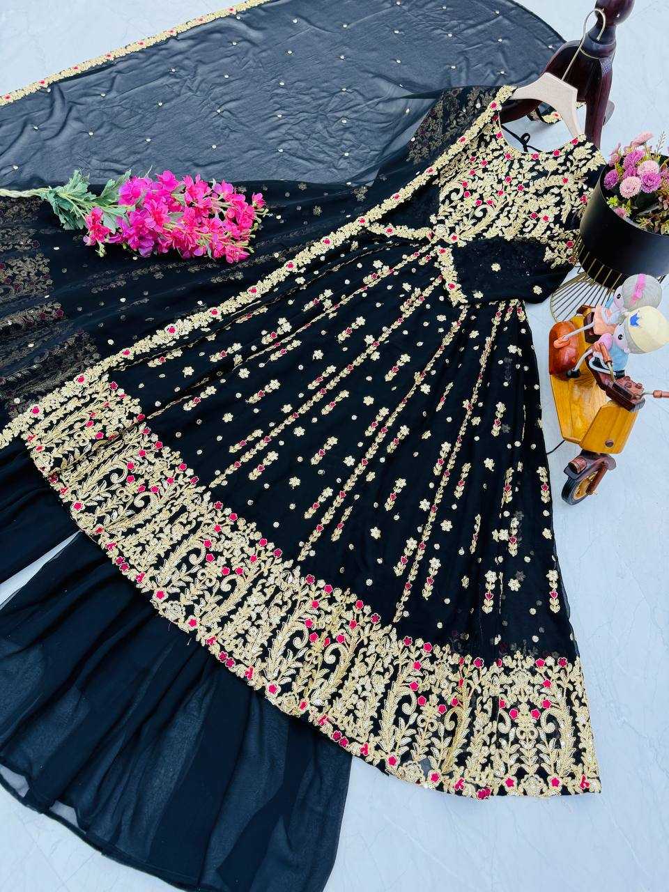 Ynf Faux Georgette KESH158 9013 Suits & Dresses Wedding Collections Festive Collections Wholesale Palazzo Suit Georgette Suit Wedding Outfits Manufacturer