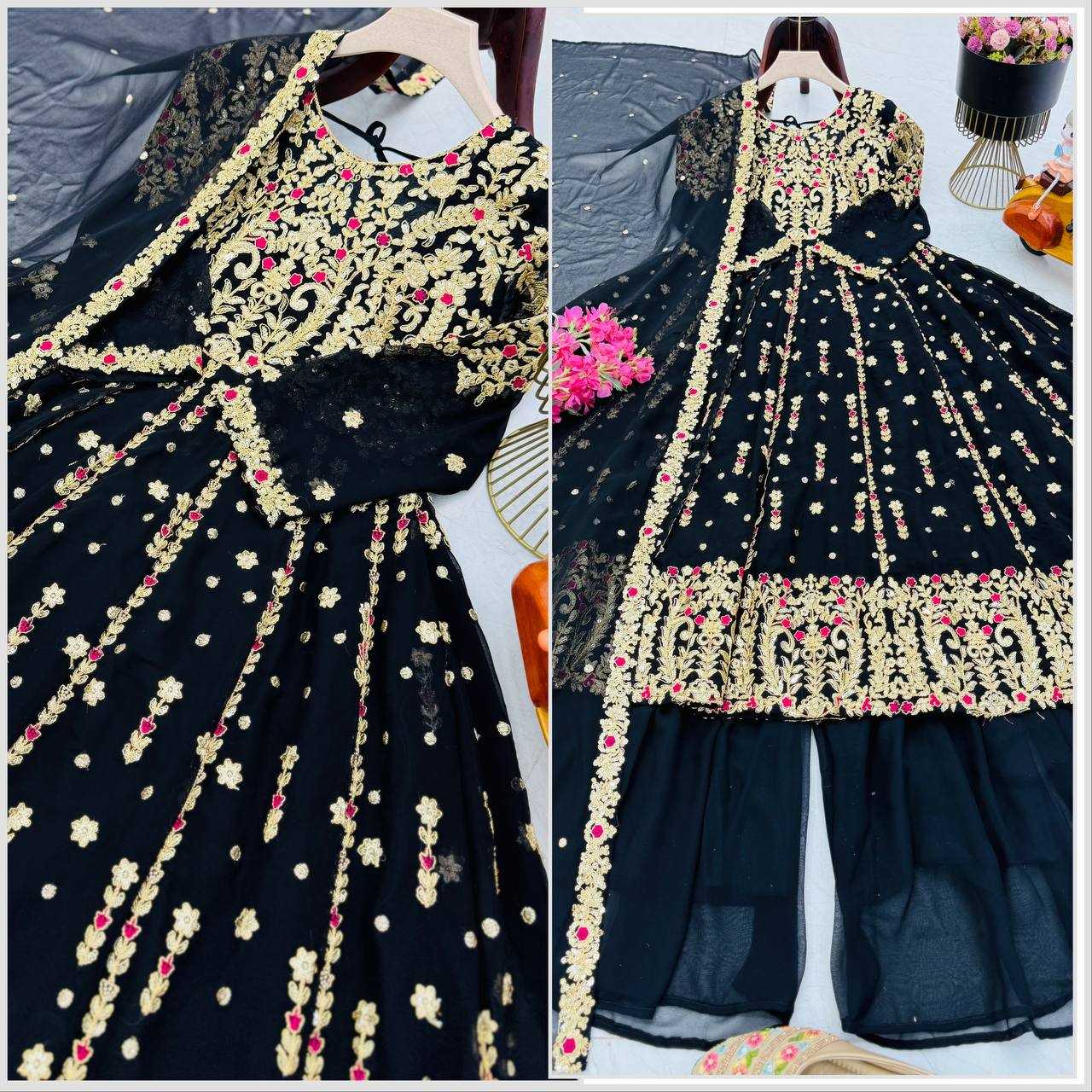 Ynf Faux Georgette KESH158 9013 Suits & Dresses Wedding Collections Festive Collections Wholesale Palazzo Suit Georgette Suit Wedding Outfits Manufacturer