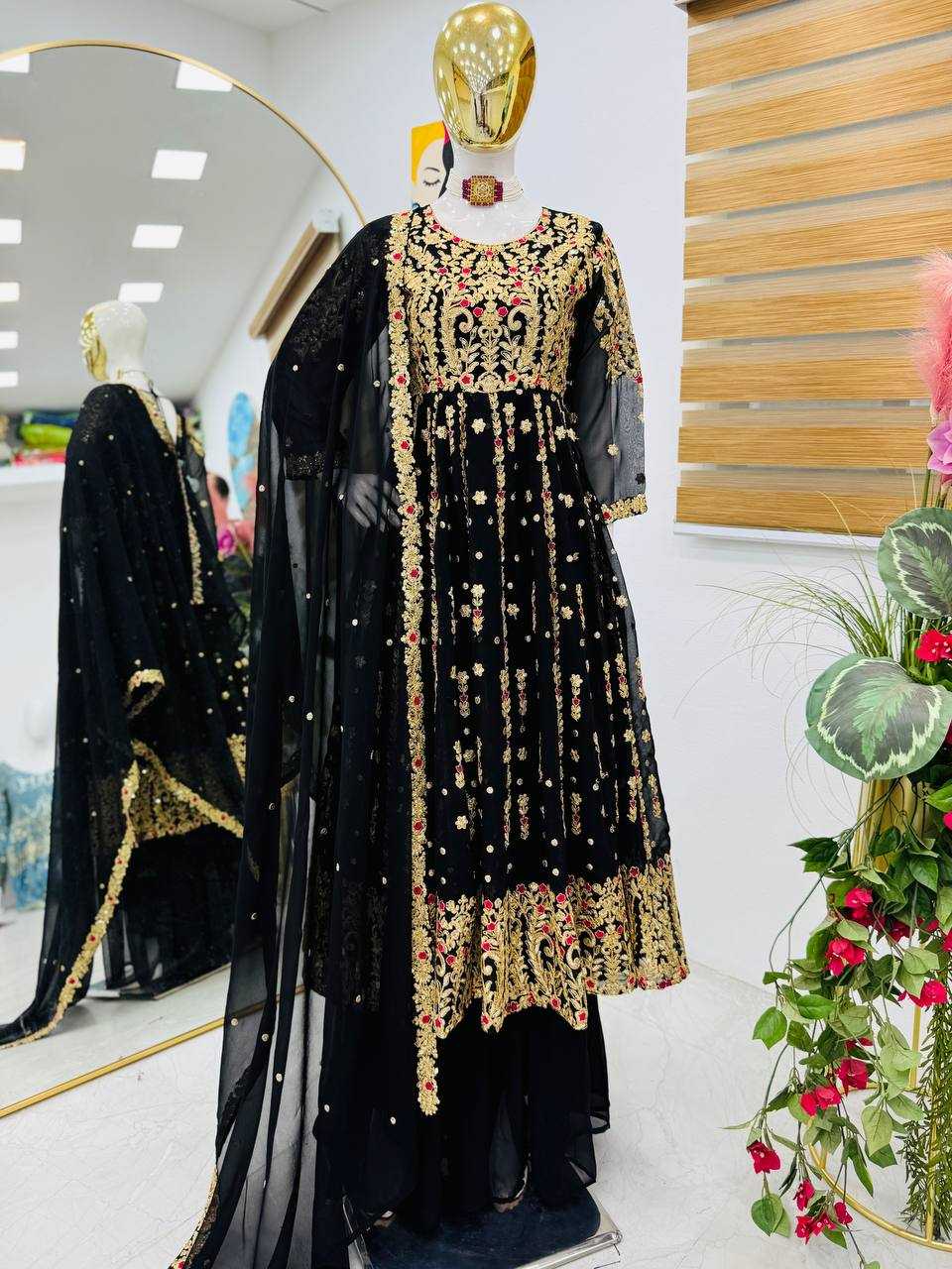 Ynf Faux Georgette KESH158 9013 Suits & Dresses Wedding Collections Festive Collections Wholesale Palazzo Suit Georgette Suit Wedding Outfits Manufacturer