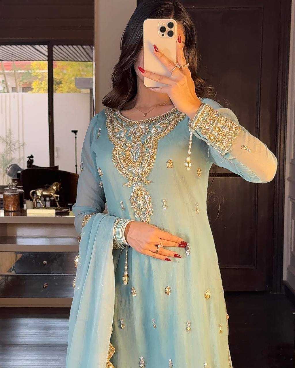 Ynf Faux Georgette KESH158 9017 Suits & Dresses Wedding Collections Festive Collections Wholesale Sharara Salwar Suits Embroidery Suits Georgette Suit Manufacturer