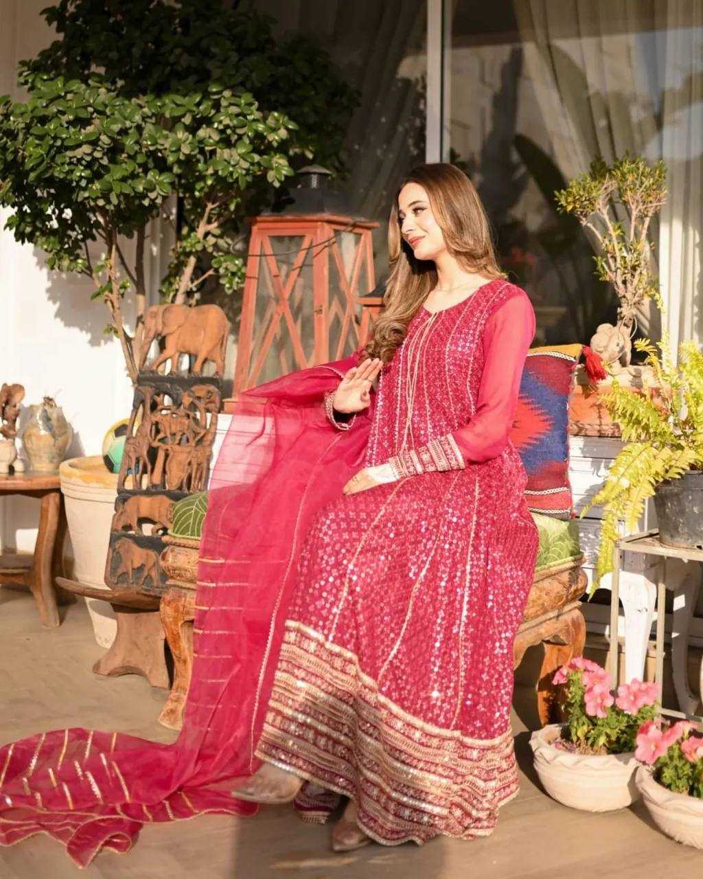 Ynf Faux Georgette KESH158 9020 Gowns Wedding Collections Festive Collections Wholesale Embroidery Gowns Georgette Gown Designer Gowns Manufacturer