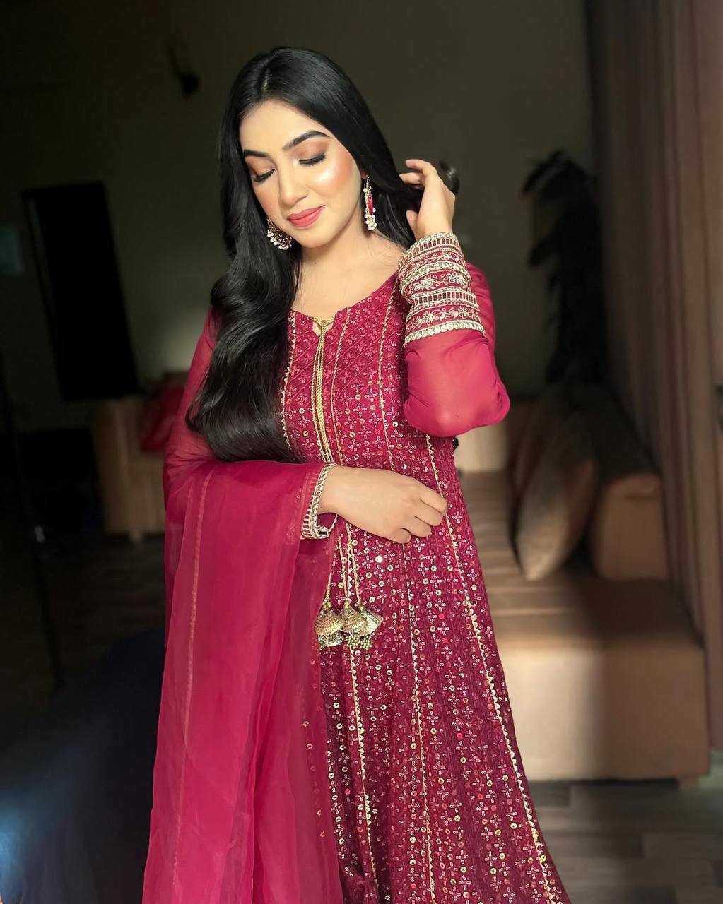 Ynf Faux Georgette KESH158 9020 Gowns Wedding Collections Festive Collections Wholesale Embroidery Gowns Georgette Gown Designer Gowns Manufacturer