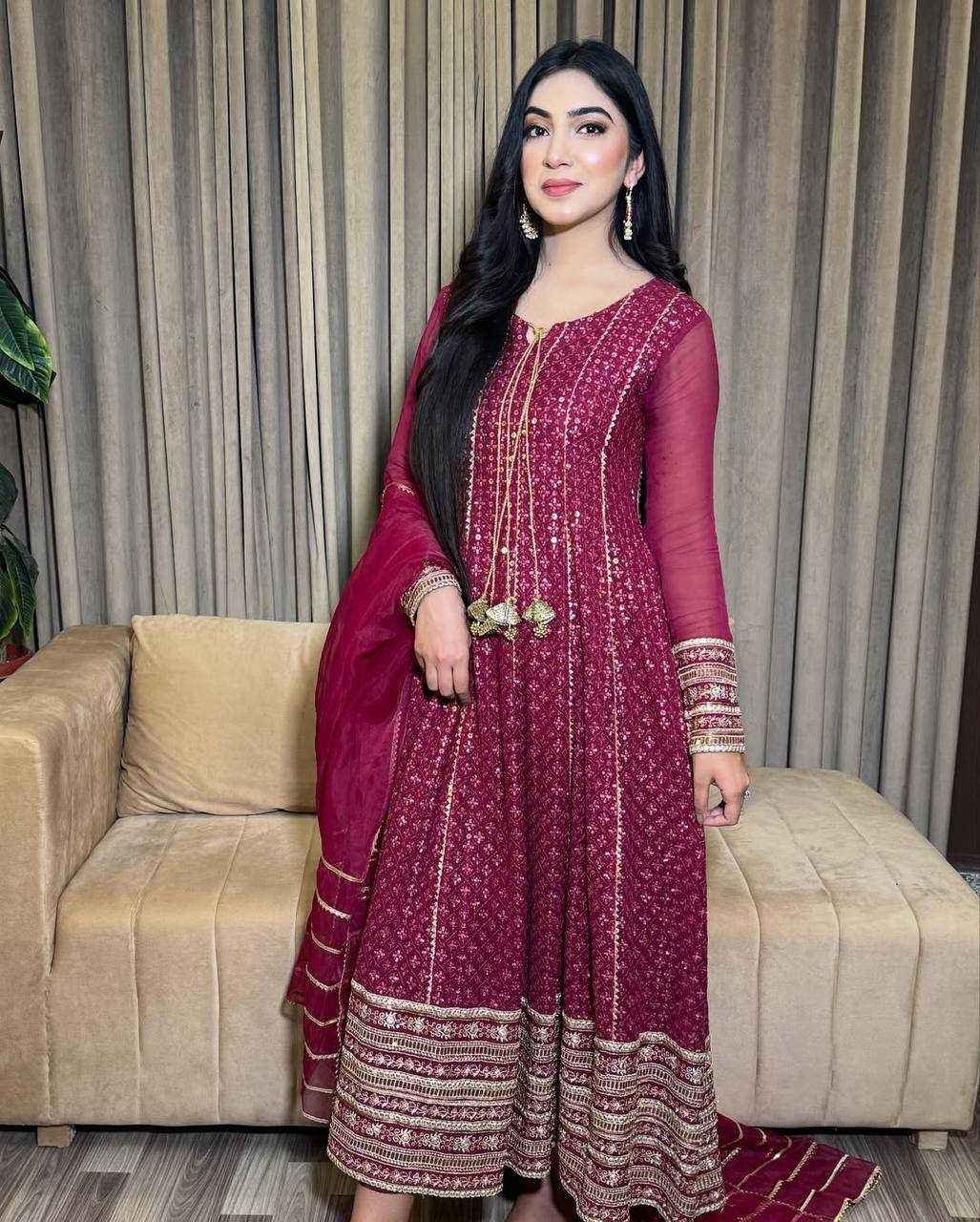 Ynf Faux Georgette KESH158 9020 Gowns Wedding Collections Festive Collections Wholesale Embroidery Gowns Georgette Gown Designer Gowns Manufacturer