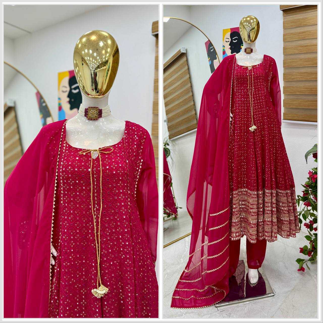Ynf Faux Georgette KESH158 9020 Gowns Wedding Collections Festive Collections Wholesale Embroidery Gowns Georgette Gown Designer Gowns Manufacturer