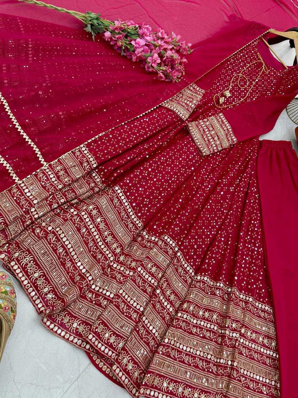 Ynf Faux Georgette KESH158 9020 Gowns Wedding Collections Festive Collections Wholesale Embroidery Gowns Georgette Gown Designer Gowns Manufacturer
