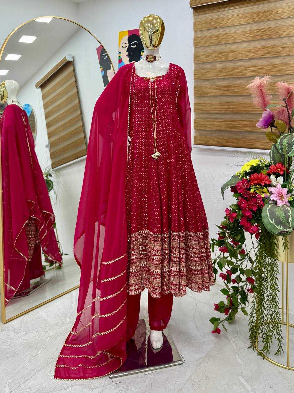 Ynf Faux Georgette KESH158 9020 Gowns Wedding Collections Festive Collections Wholesale Embroidery Gowns Georgette Gown Designer Gowns Manufacturer