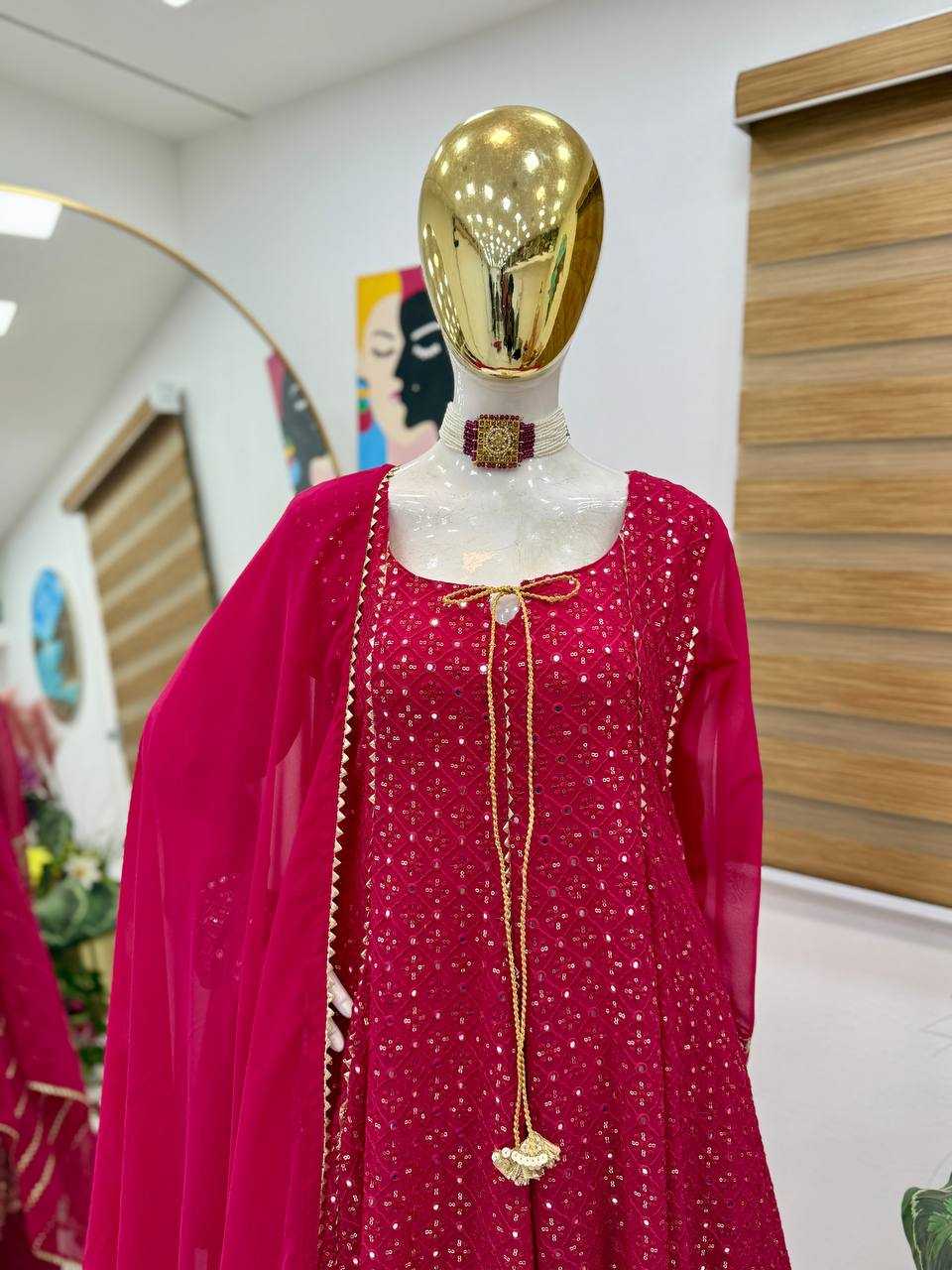 Ynf Faux Georgette KESH158 9020 Gowns Wedding Collections Festive Collections Wholesale Embroidery Gowns Georgette Gown Designer Gowns Manufacturer