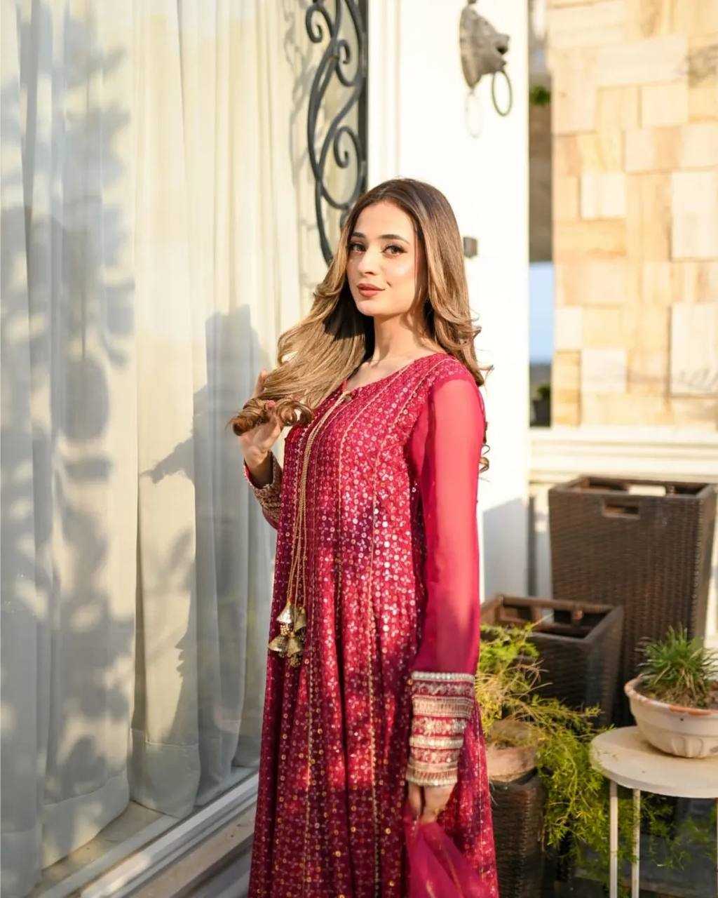 Ynf Faux Georgette KESH158 9020 Gowns Wedding Collections Festive Collections Wholesale Embroidery Gowns Georgette Gown Designer Gowns Manufacturer