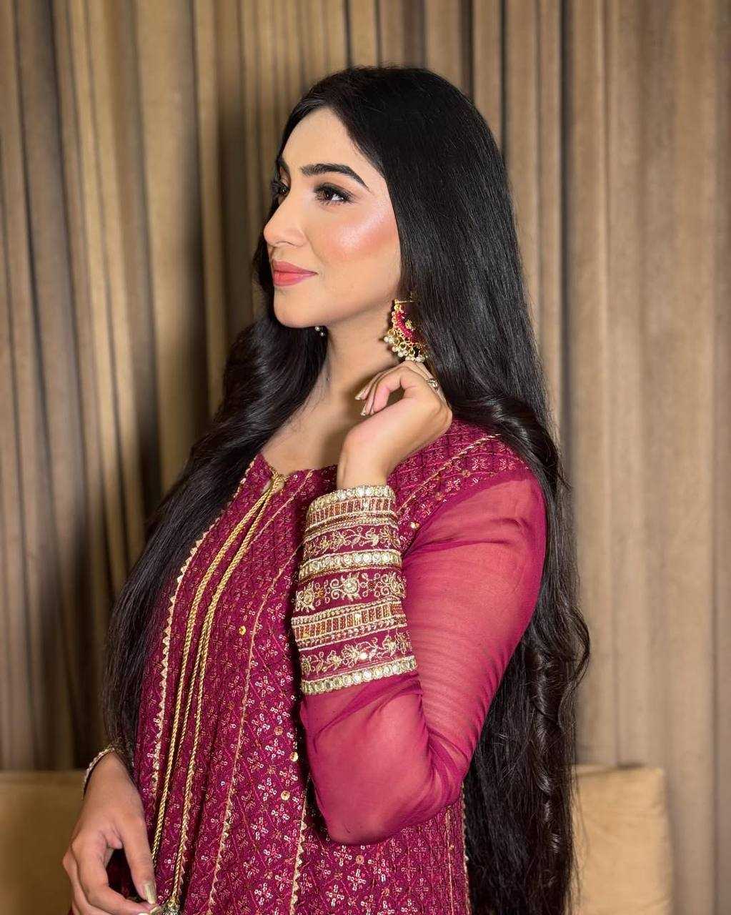 Ynf Faux Georgette KESH158 9020 Gowns Wedding Collections Festive Collections Wholesale Embroidery Gowns Georgette Gown Designer Gowns Manufacturer