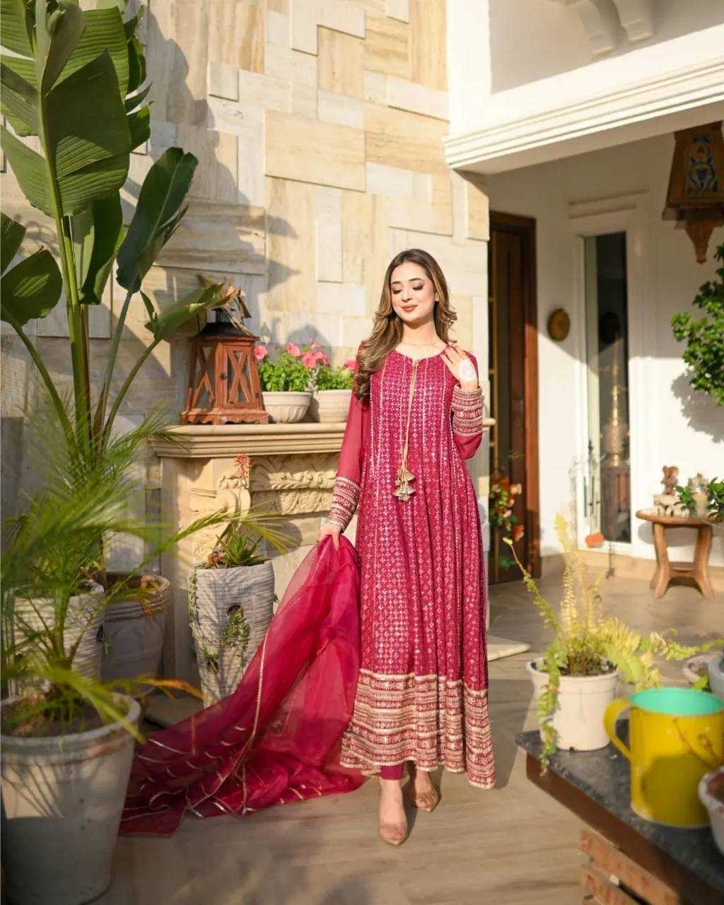 Ynf Faux Georgette KESH158 9020 Gowns Wedding Collections Festive Collections Wholesale Embroidery Gowns Georgette Gown Designer Gowns Manufacturer