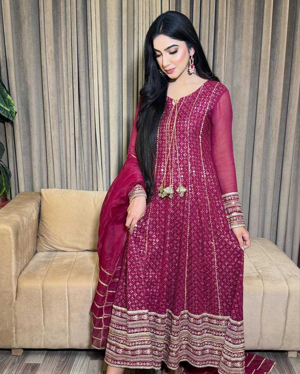 Ynf Faux Georgette KESH158 9020 Gowns Wedding Collections Festive Collections Wholesale Embroidery Gowns Georgette Gown Designer Gowns Manufacturer