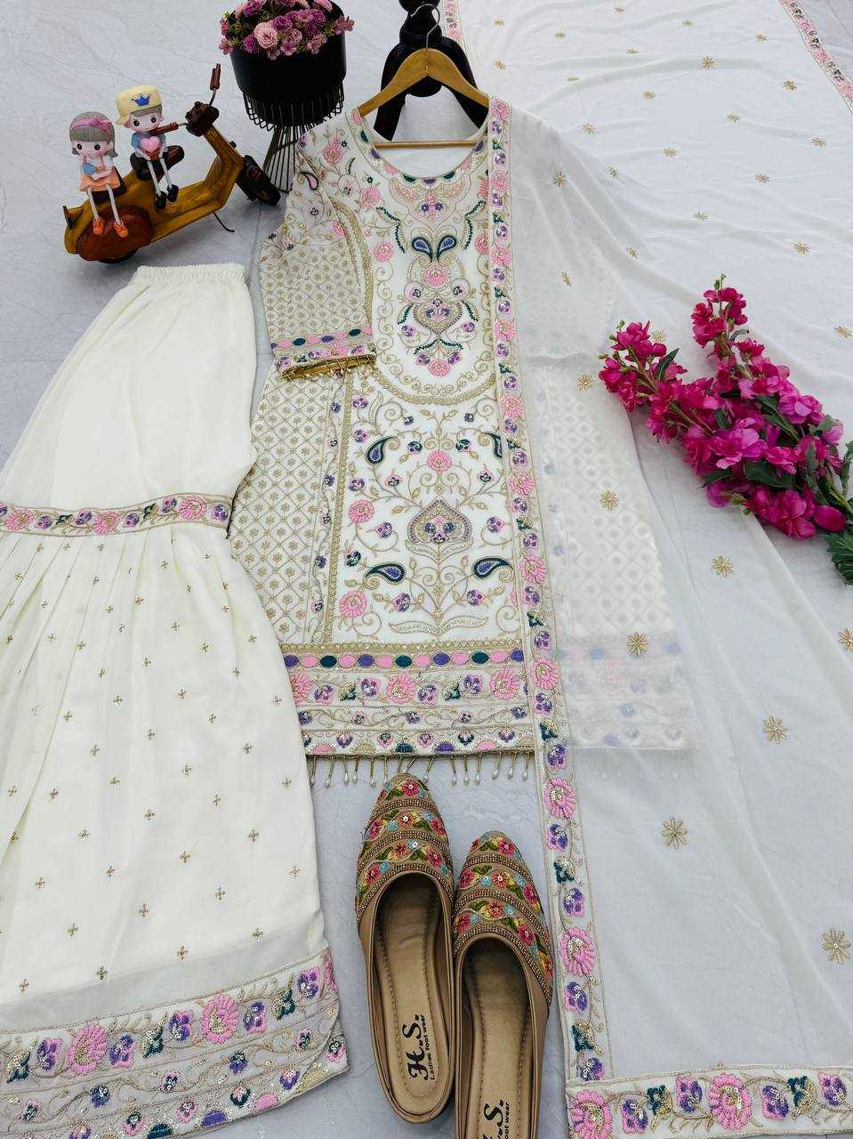 Ynf Faux Georgette KESH158 9024 Suits & Dresses Wedding Collections Festive Collections Wholesale Embroidery Suits Palazzo Suit Georgette Suit Manufacturer