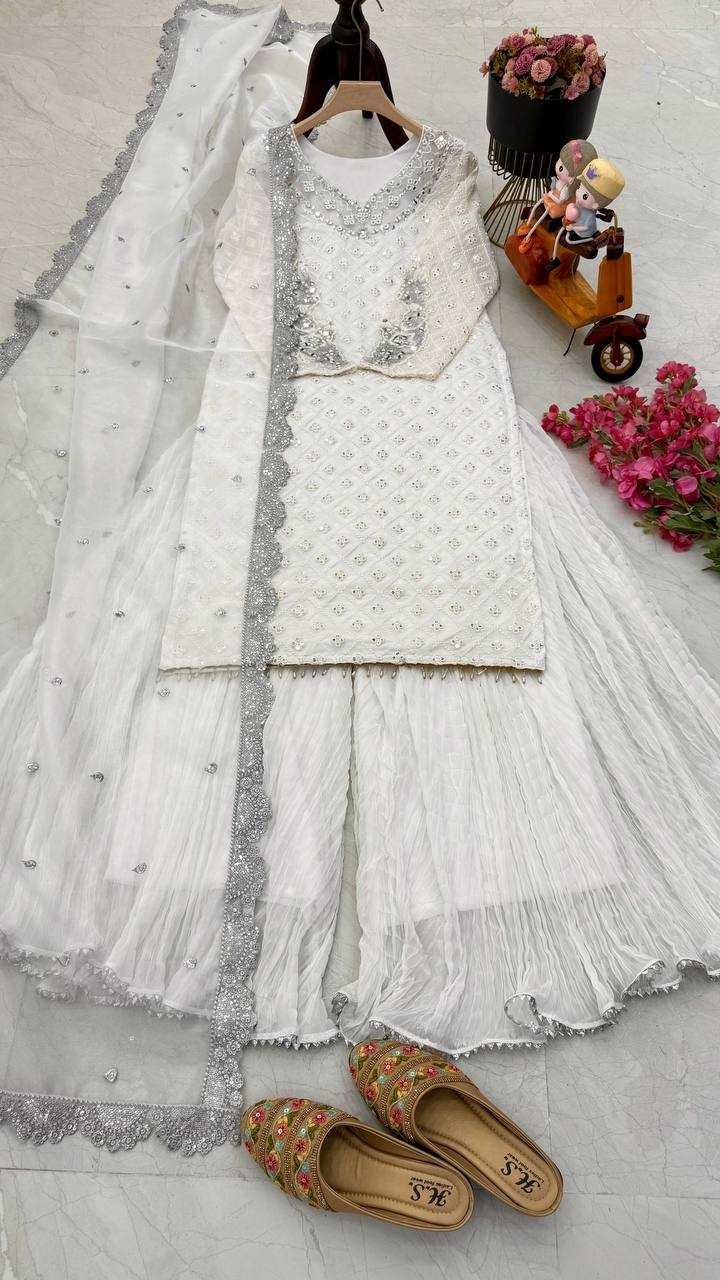 Ynf Faux Georgette KESH158 9281 Suits & Dresses Wedding Collections Festive Collections Wholesale Embroidery Suits Palazzo Suit Georgette Suit Manufacturer