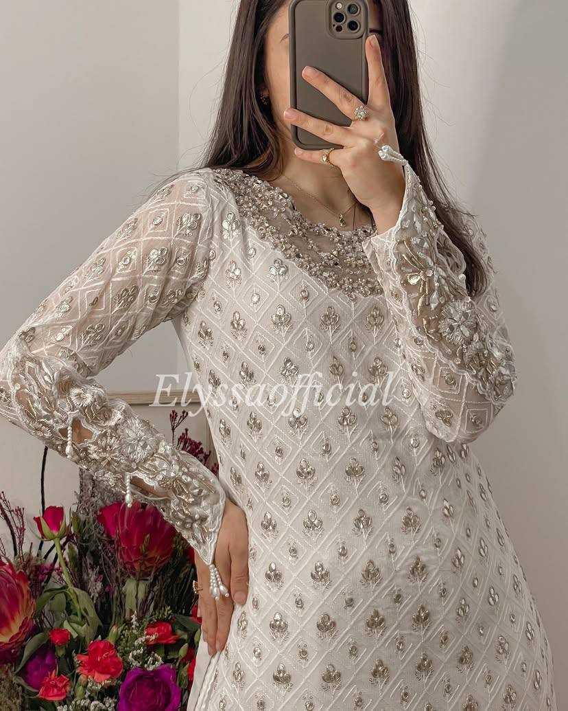 Ynf Faux Georgette KESH158 9281 Suits & Dresses Wedding Collections Festive Collections Wholesale Embroidery Suits Palazzo Suit Georgette Suit Manufacturer