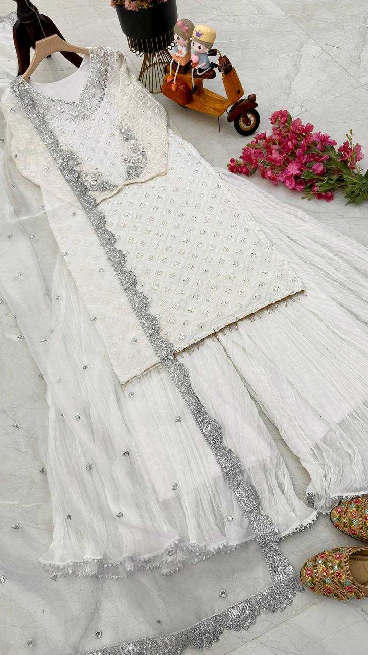 Ynf Faux Georgette KESH158 9281 Suits & Dresses Wedding Collections Festive Collections Wholesale Embroidery Suits Palazzo Suit Georgette Suit Manufacturer